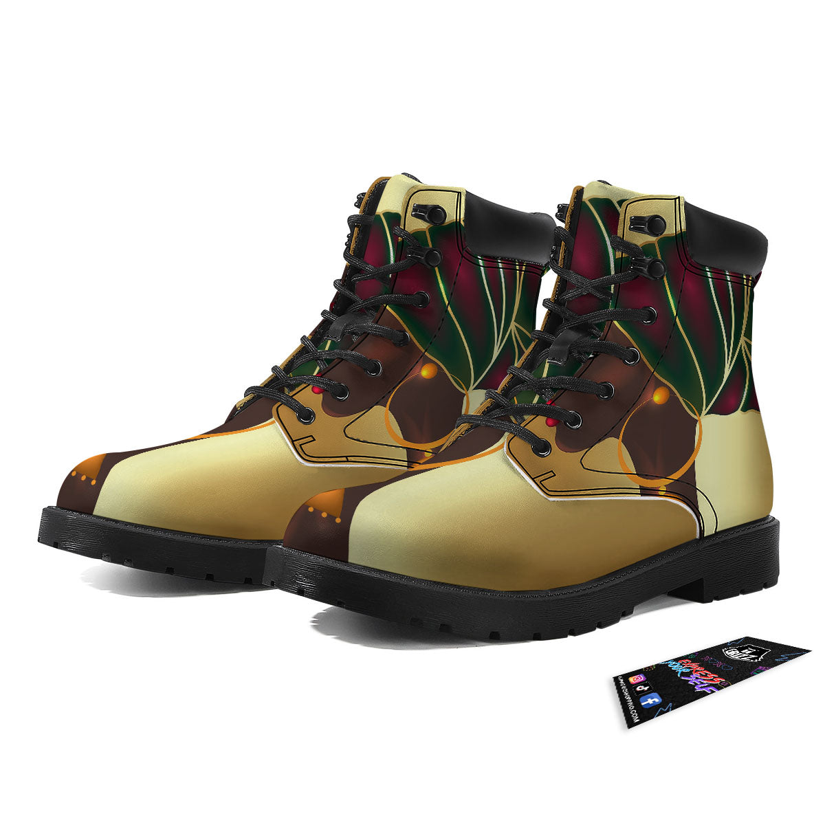 African Afro Gold And Black Print Boots-grizzshop