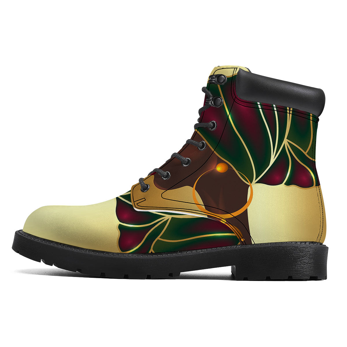 African Afro Gold And Black Print Boots-grizzshop