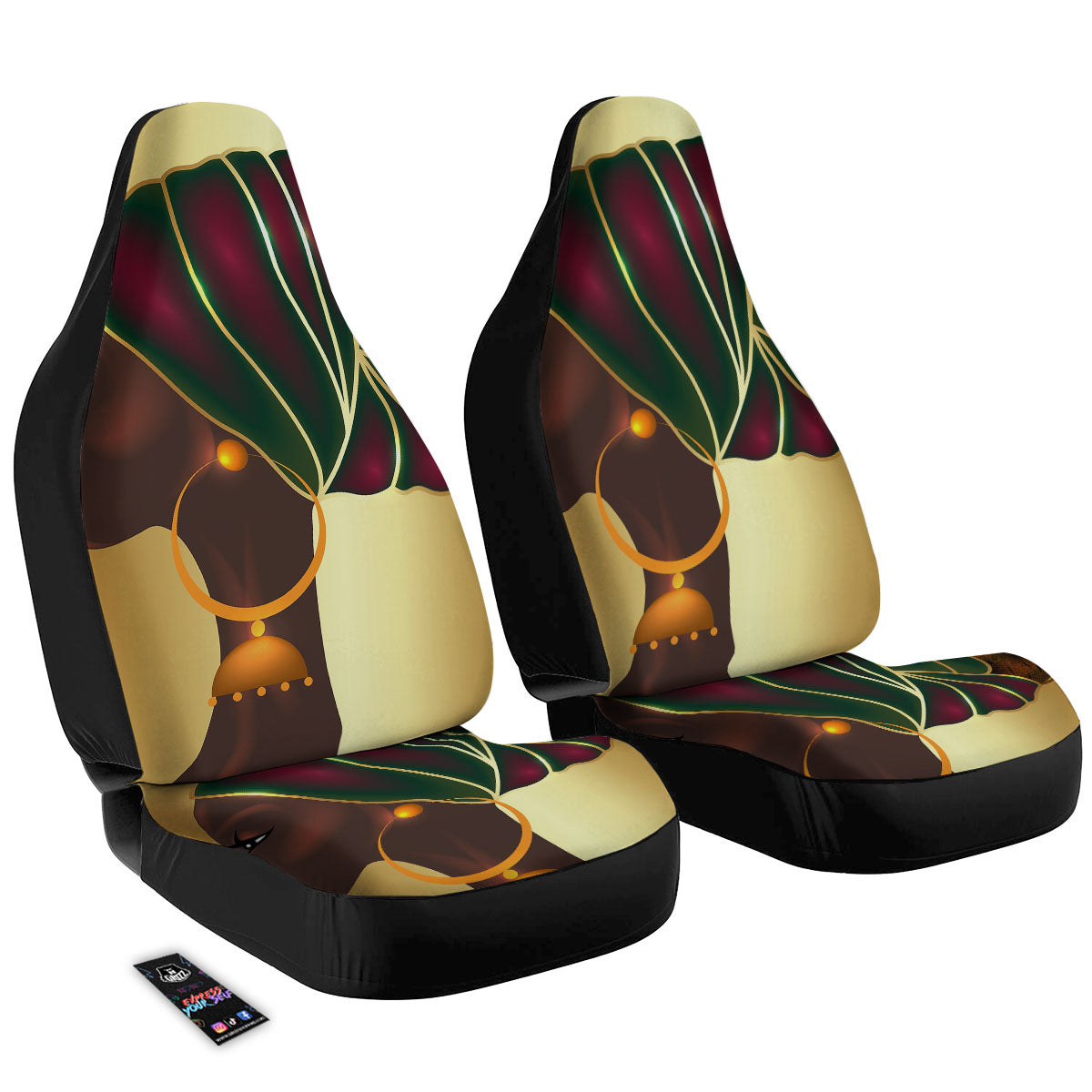 African Afro Gold And Black Print Car Seat Covers-grizzshop