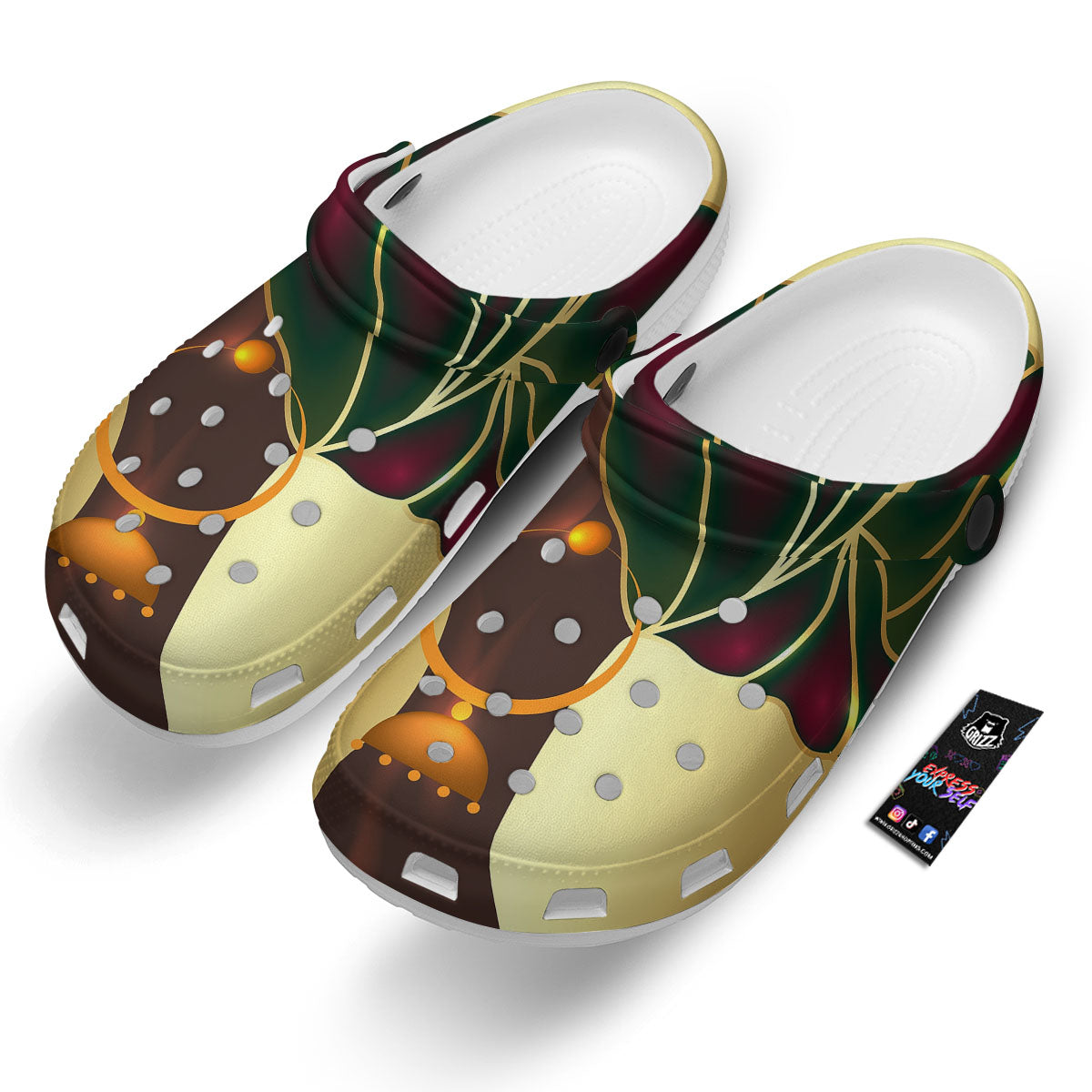 African Afro Gold And Black Print Clog-grizzshop