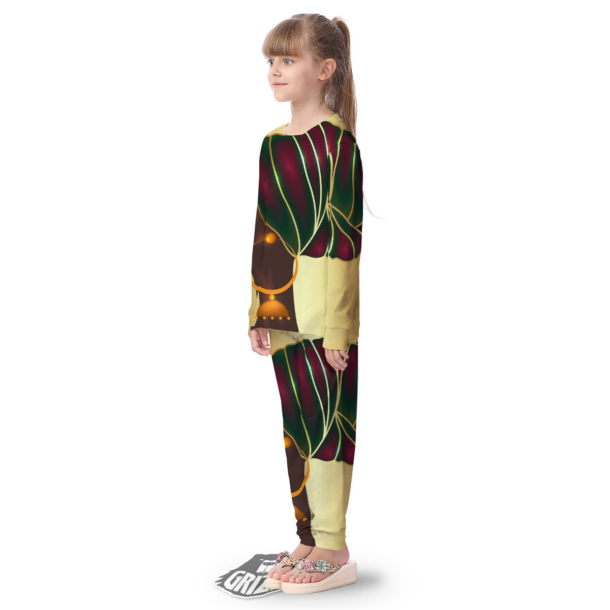 African Afro Gold And Black Print Kid's Pajamas-grizzshop