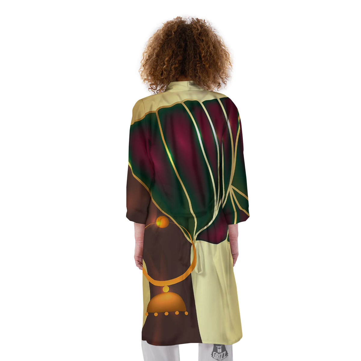African Afro Gold And Black Print Kimono-grizzshop