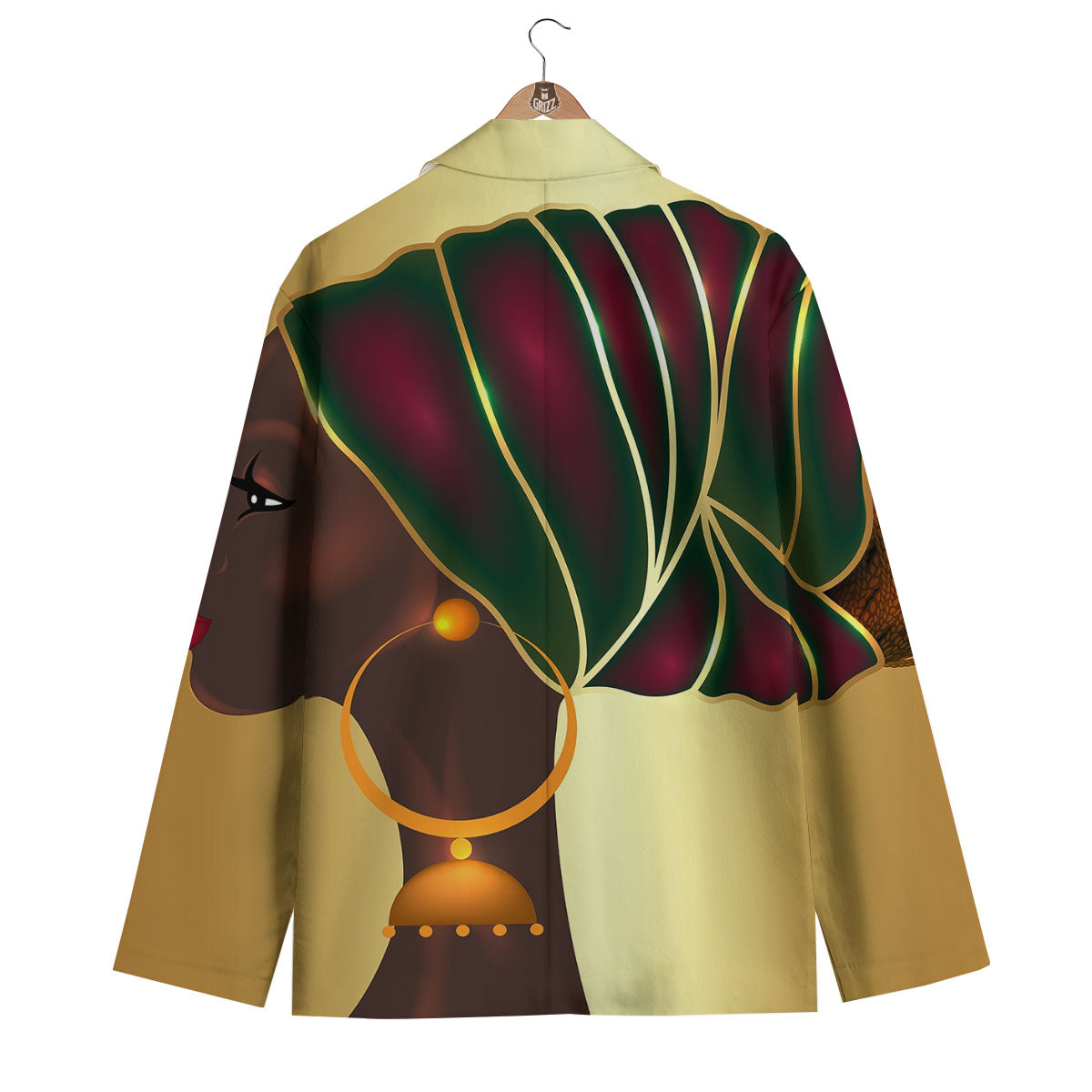 African Afro Gold And Black Print Men's Blazer-grizzshop