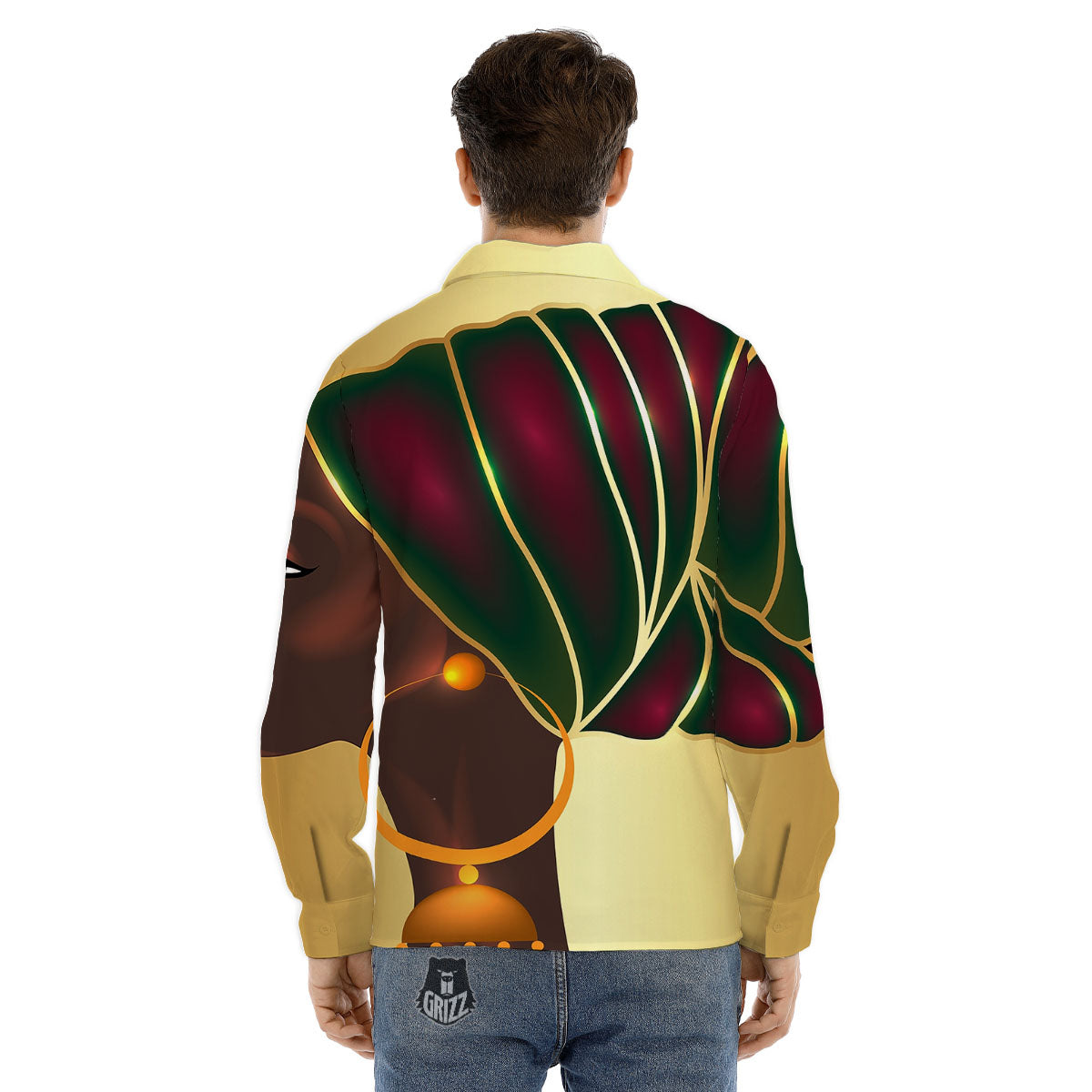 African Afro Gold And Black Print Men's Dress Shirts-grizzshop