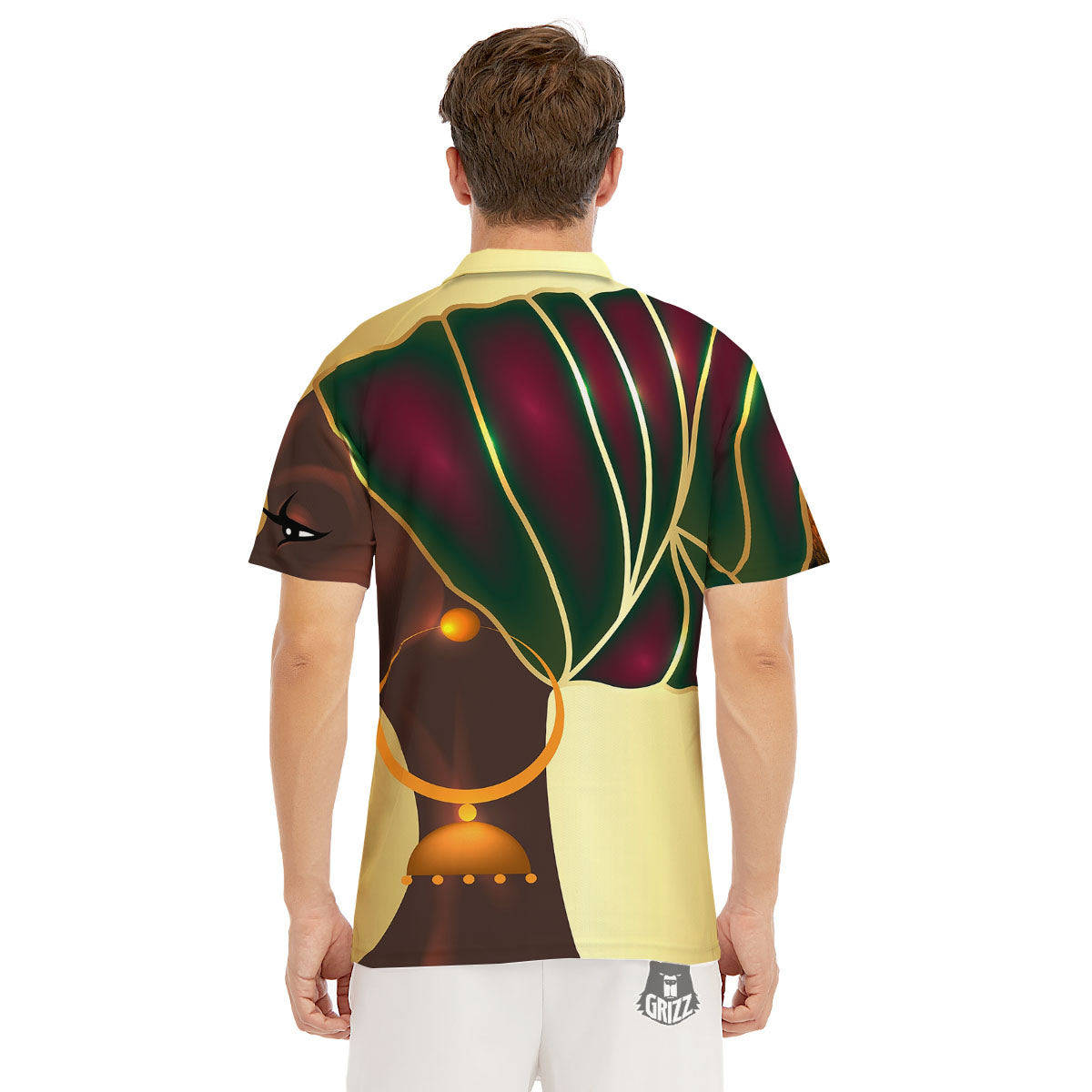 African Afro Gold And Black Print Men's Golf Shirts-grizzshop