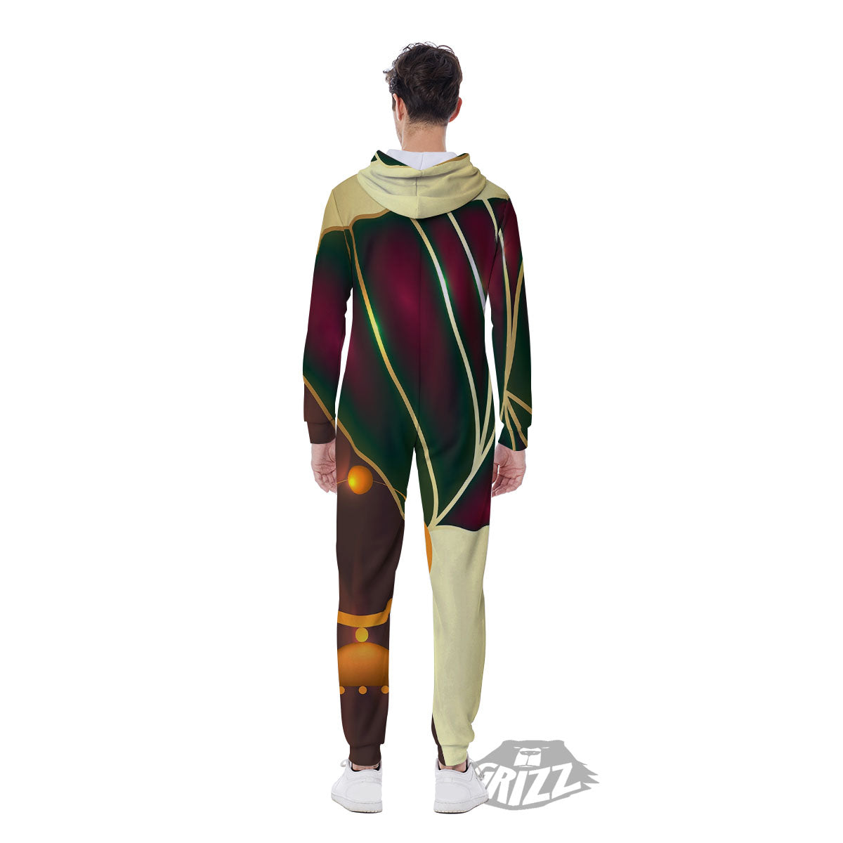 African Afro Gold And Black Print Men's Jumpsuit-grizzshop