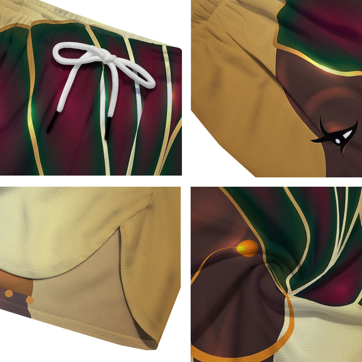 African Afro Gold And Black Print Men's Running Shorts-grizzshop