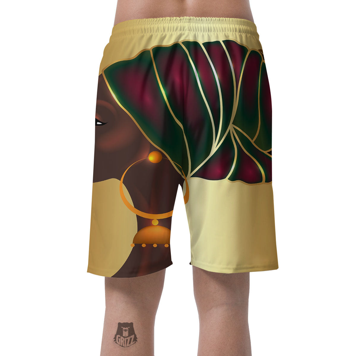 African Afro Gold And Black Print Men's Shorts-grizzshop