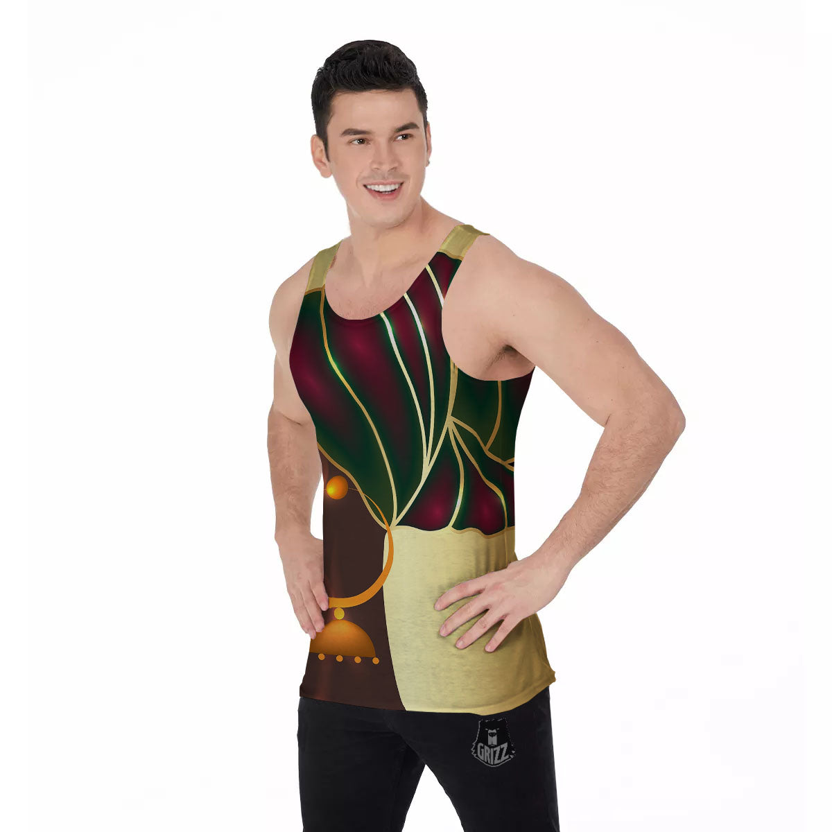 African Afro Gold And Black Print Men's Tank Top-grizzshop