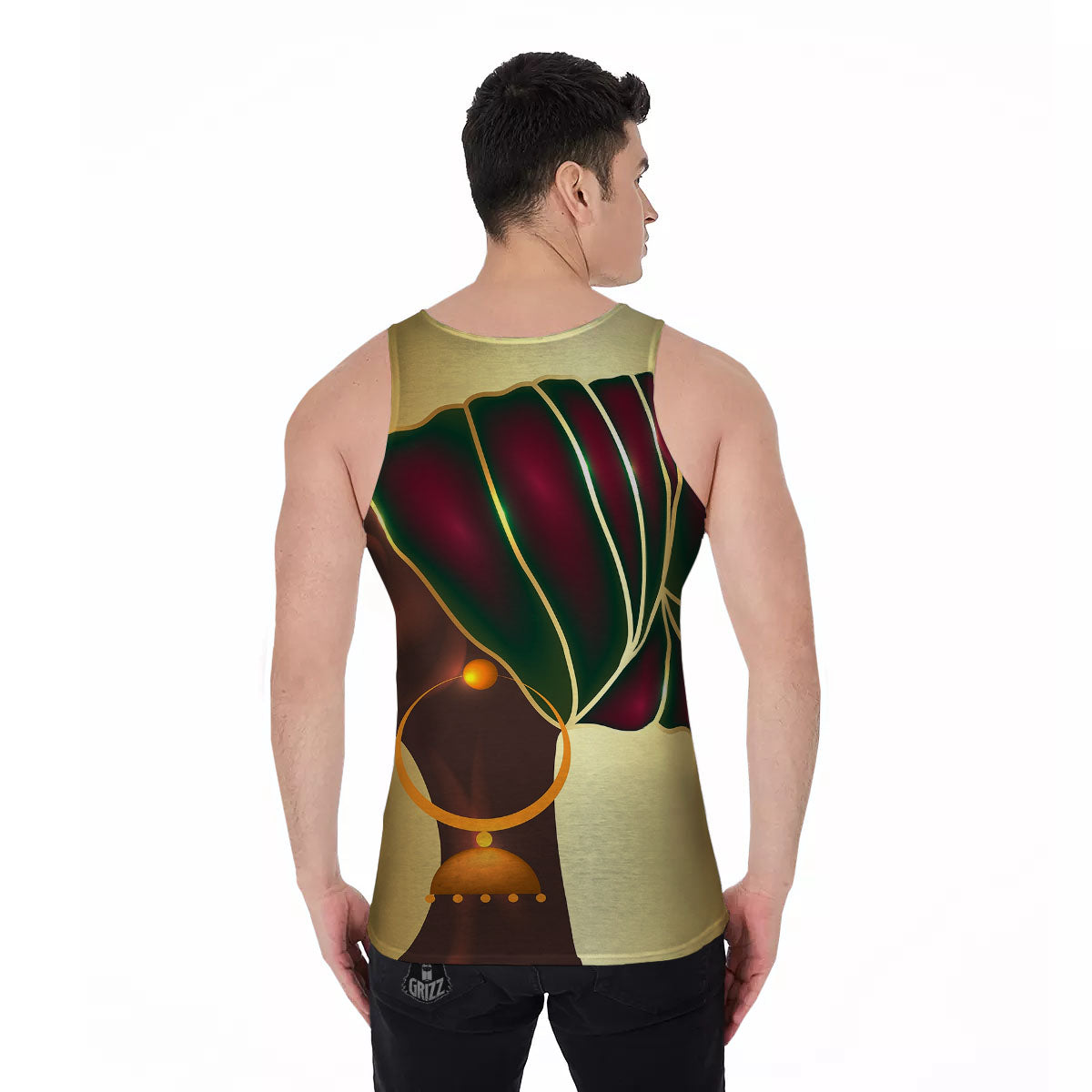 African Afro Gold And Black Print Men's Tank Top-grizzshop