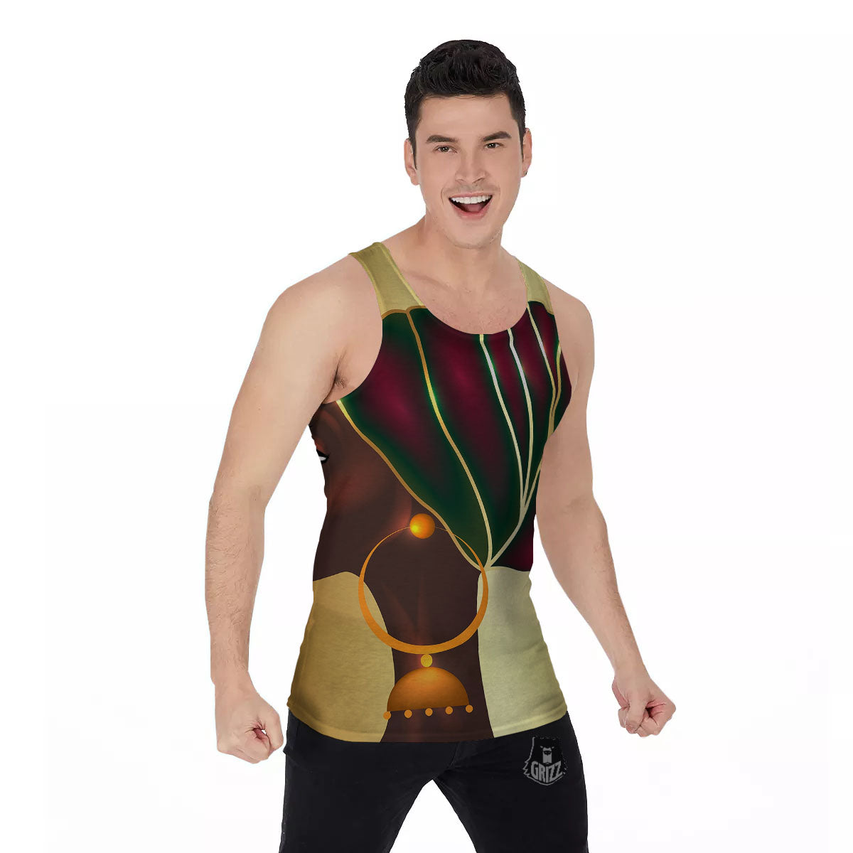 African Afro Gold And Black Print Men's Tank Top-grizzshop