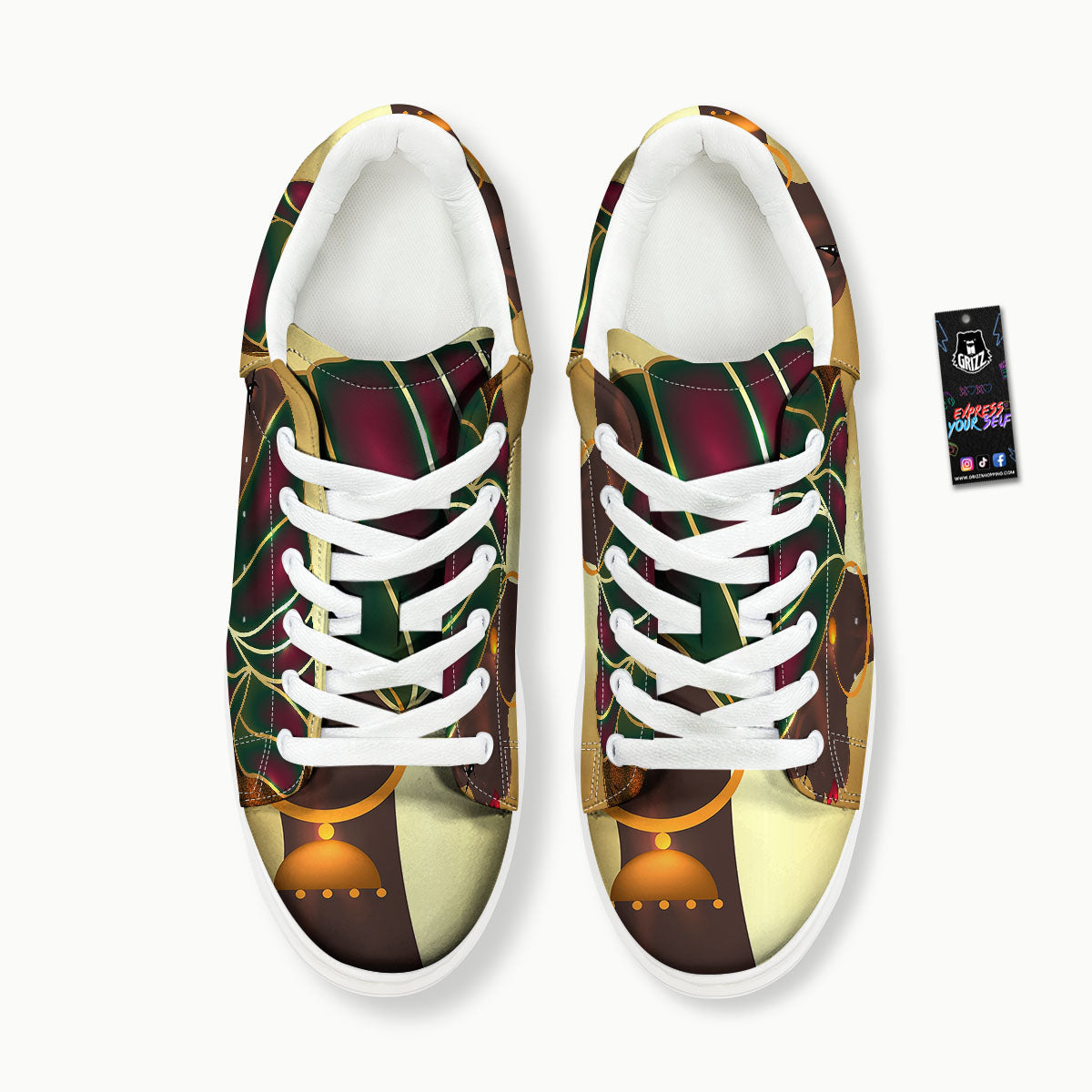 African Afro Gold And Black Print Platform Shoes-grizzshop