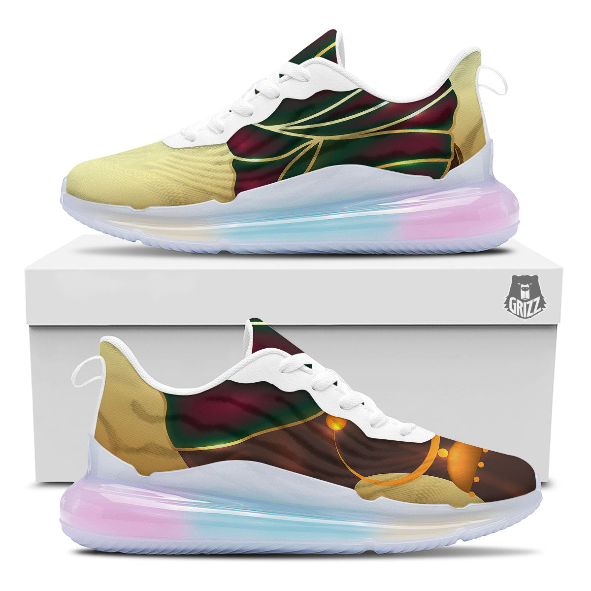 African Afro Gold And Black Print Running Sneakers-grizzshop