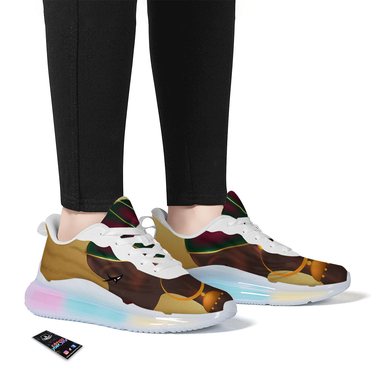 African Afro Gold And Black Print Running Sneakers-grizzshop
