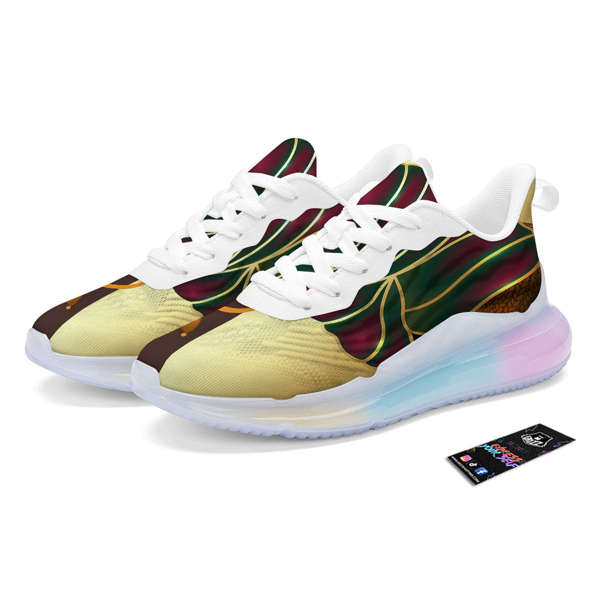 African Afro Gold And Black Print Running Sneakers-grizzshop