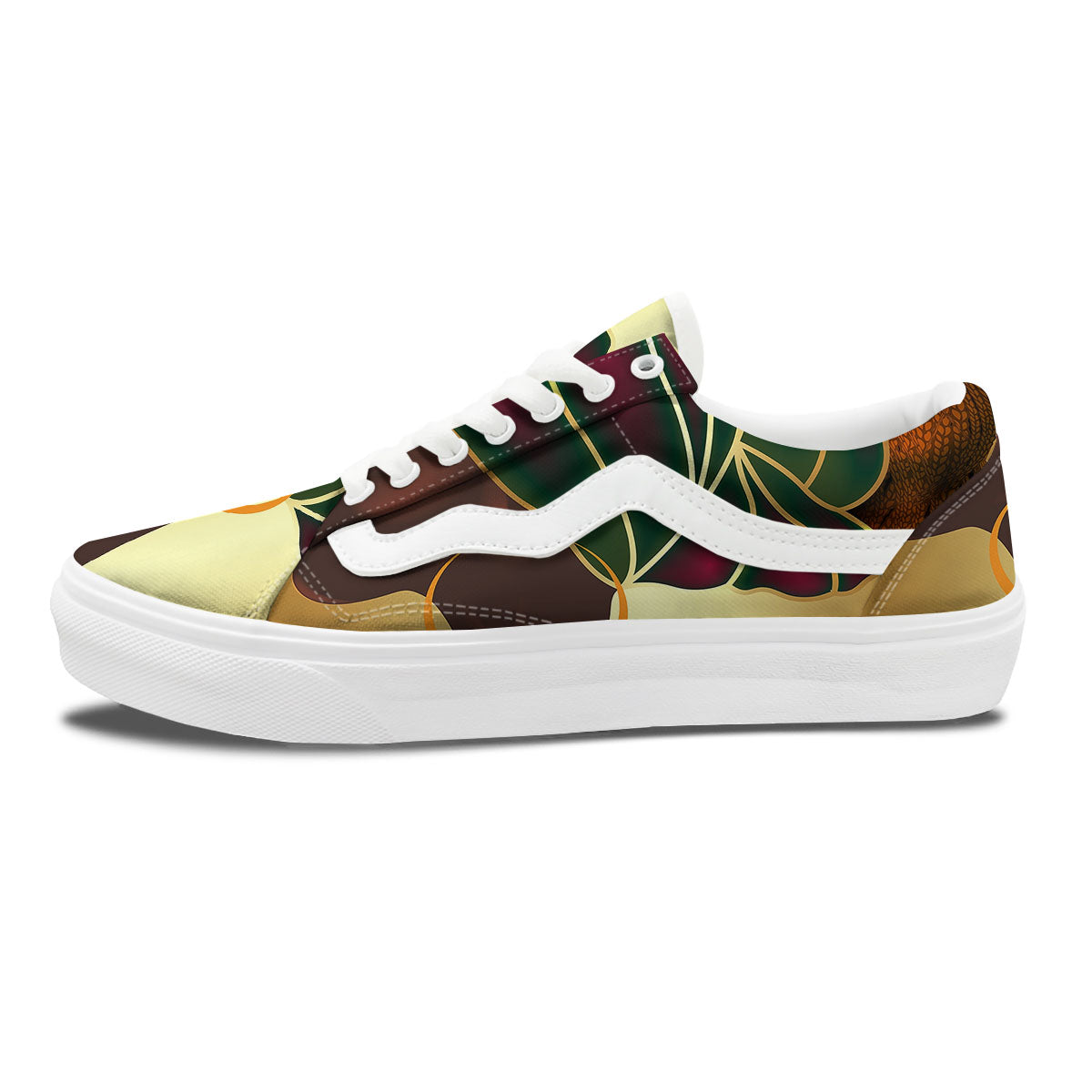 African Afro Gold And Black Print Skate Shoes-grizzshop