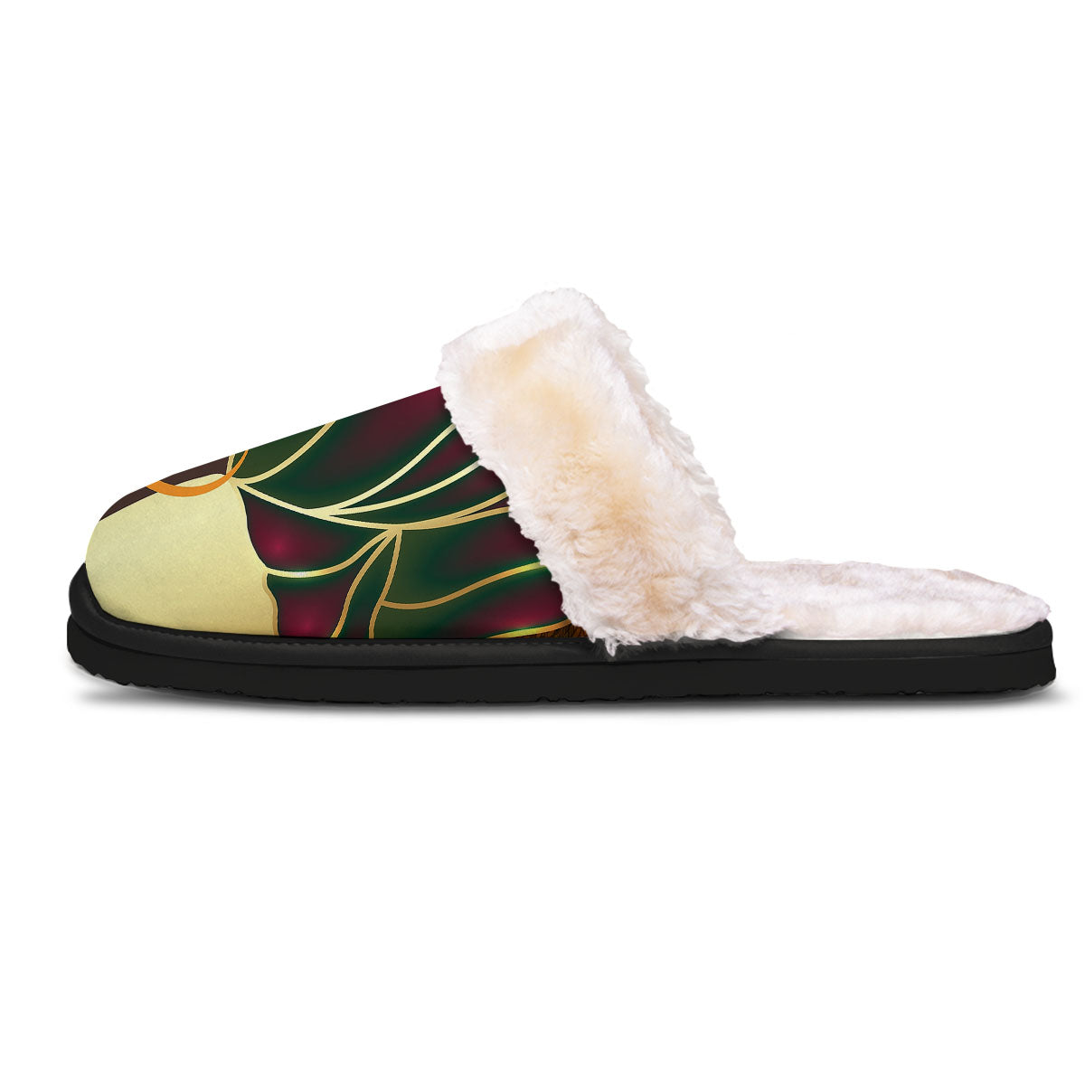 African Afro Gold And Black Print Slippers-grizzshop
