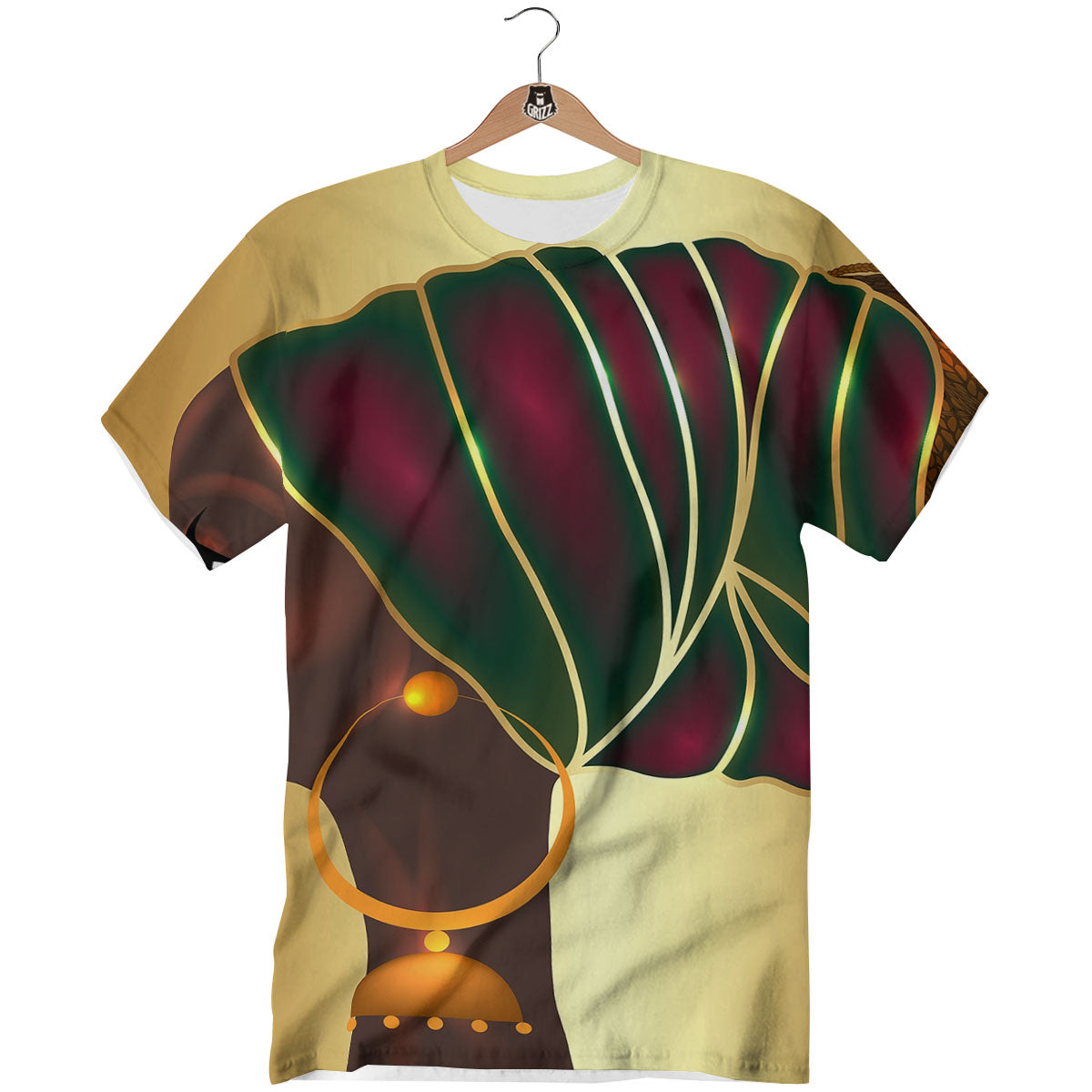African Afro Gold And Black Print T-Shirt-grizzshop