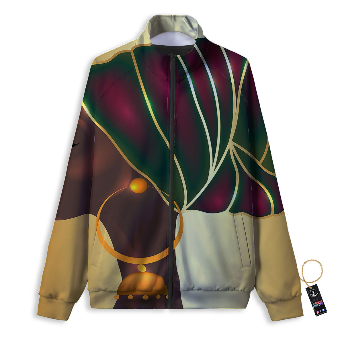 African Afro Gold And Black Print Track Jacket-grizzshop