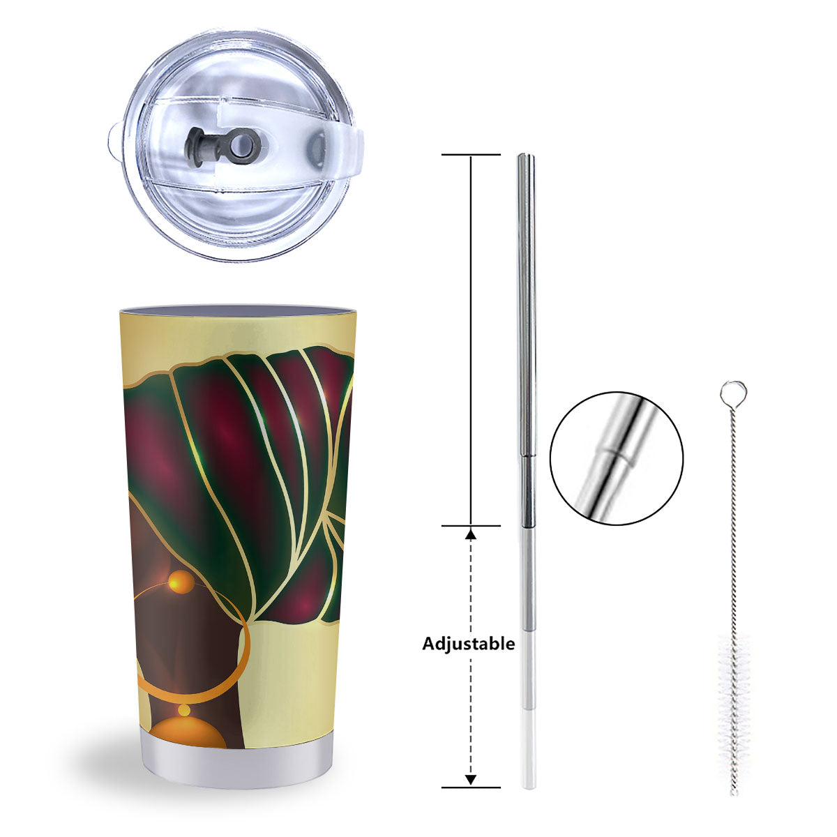 African Afro Gold And Black Print Tumbler-grizzshop