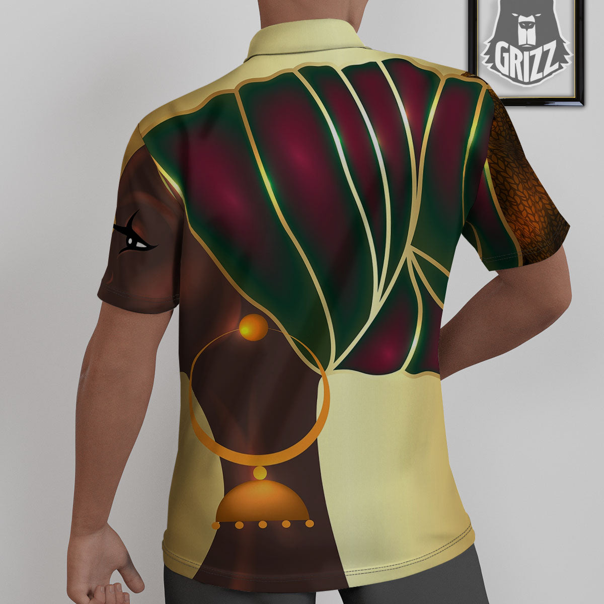 African Afro Gold And Black Print Untucked Shirts-grizzshop