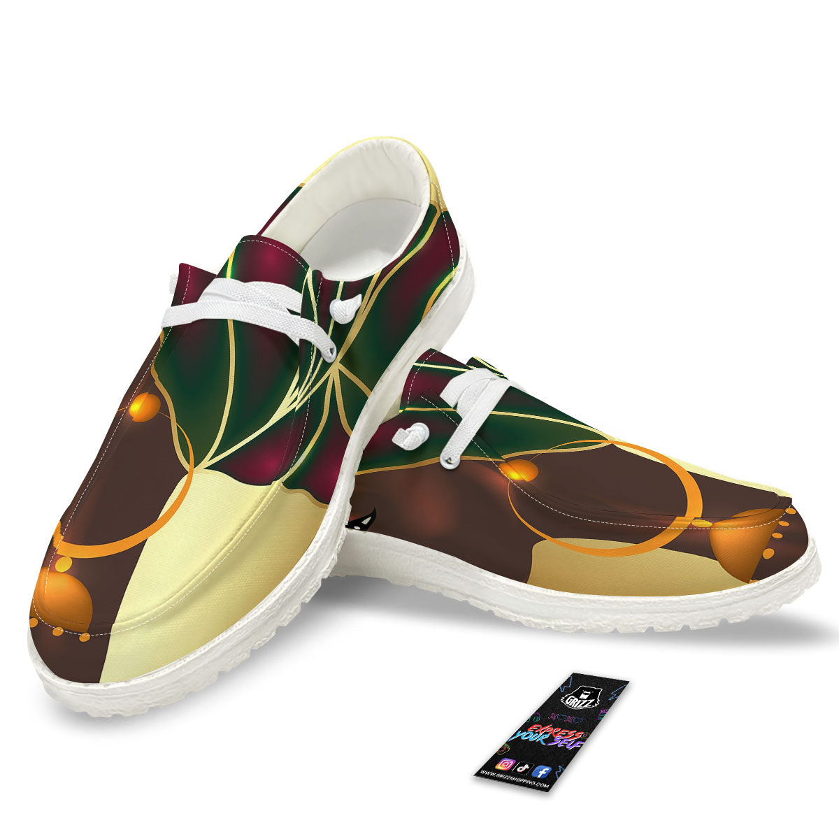 African Afro Gold And Black Print White Loafers-grizzshop