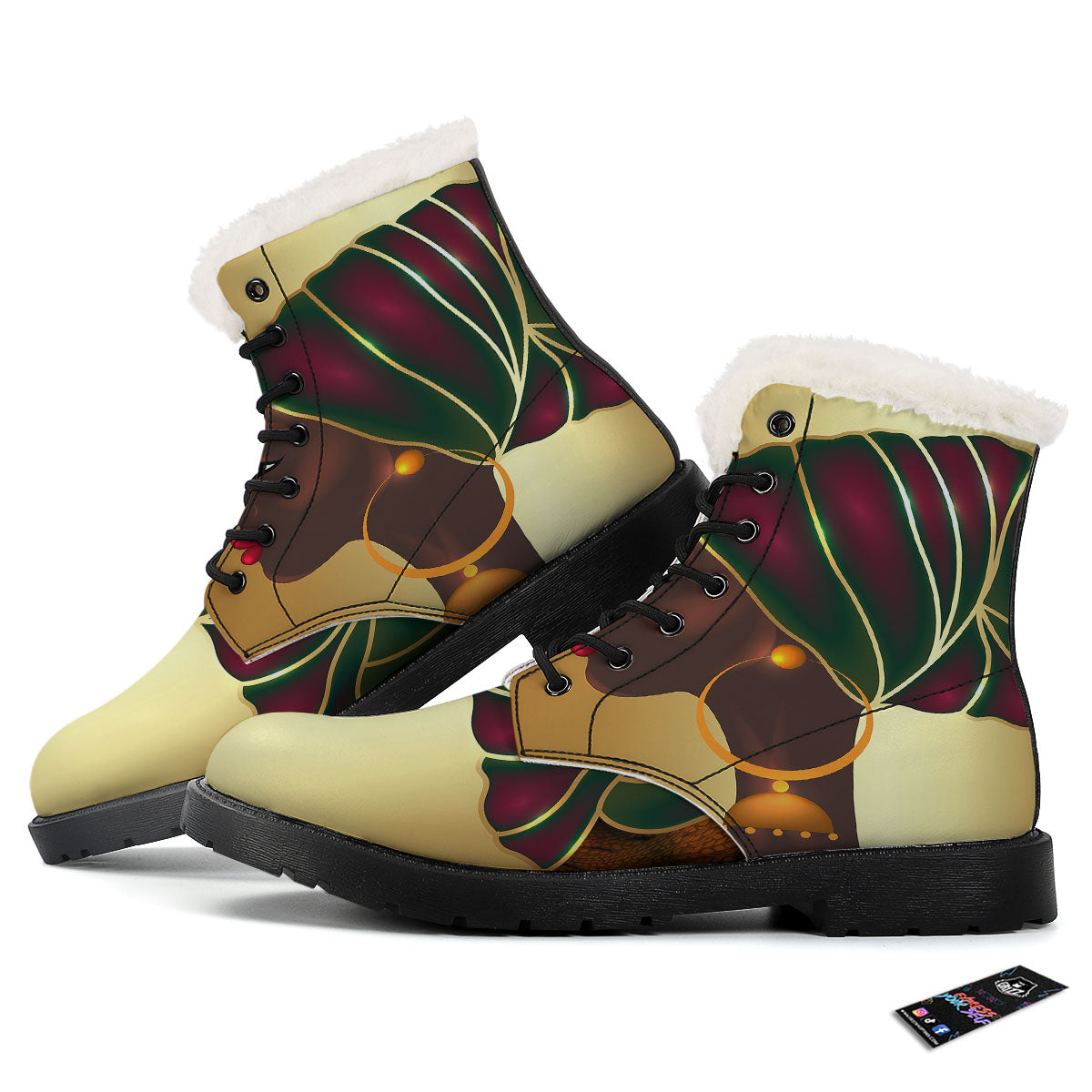 African Afro Gold And Black Print Winter Boots-grizzshop