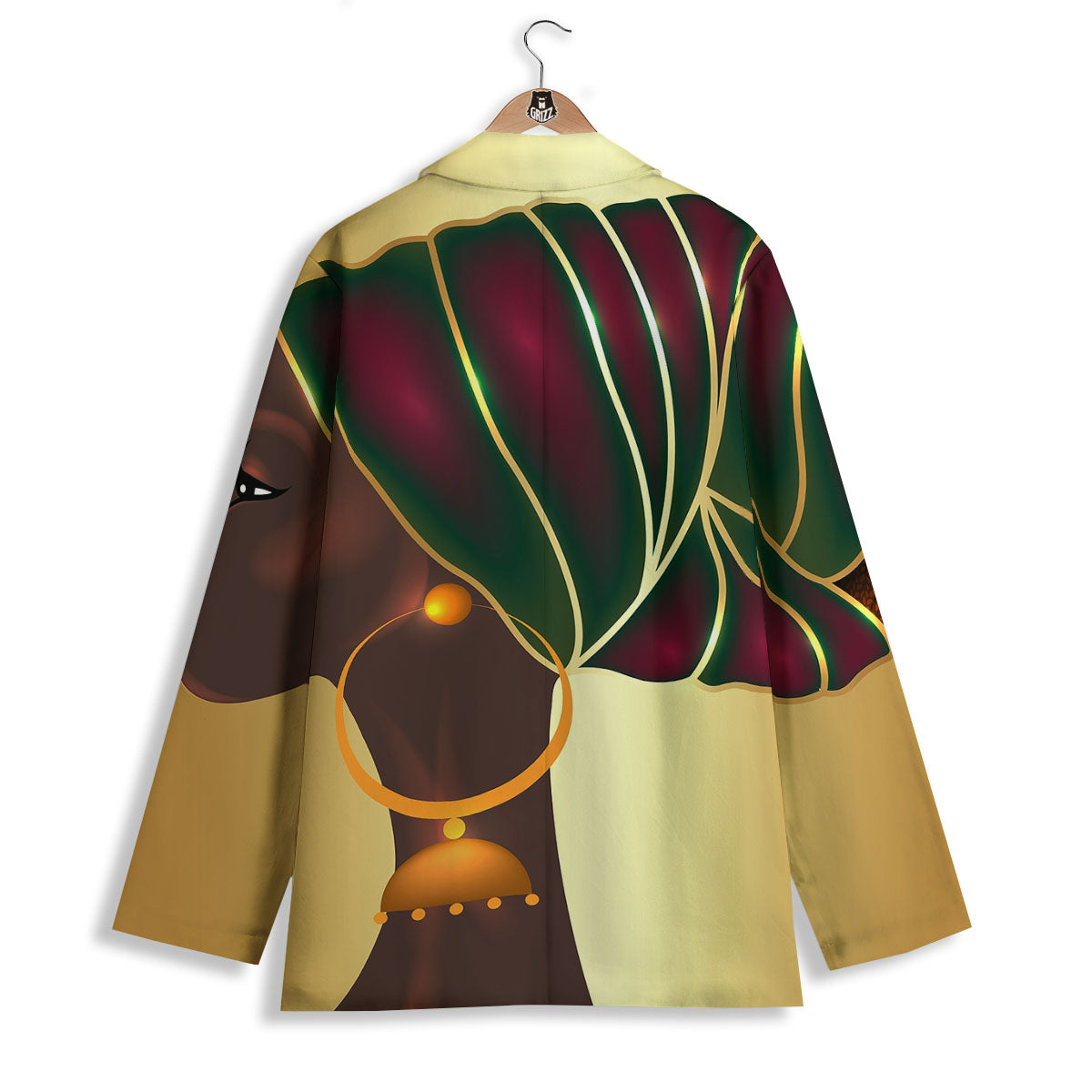 African Afro Gold And Black Print Women's Blazer-grizzshop