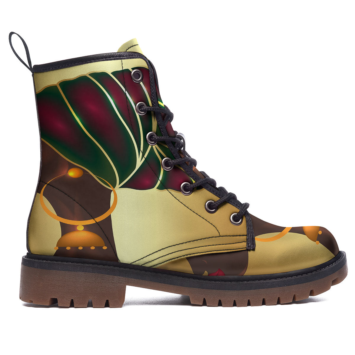African Afro Gold And Black Print Work Boots-grizzshop