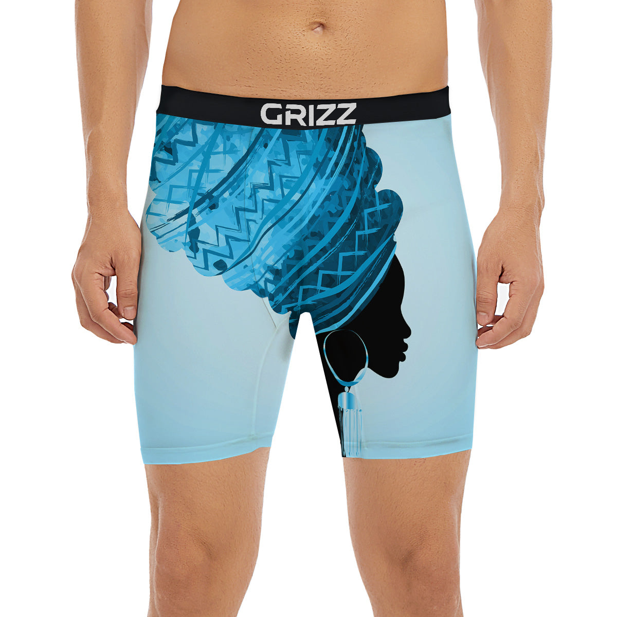 African Dashiki Black And Blue Print Boxer Briefs-grizzshop