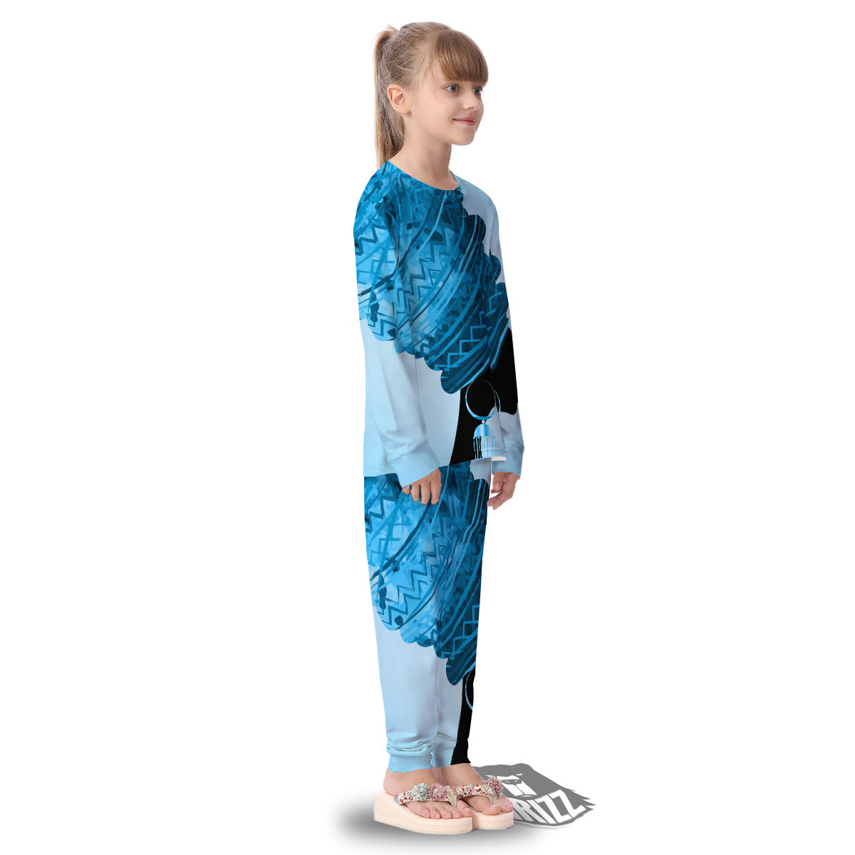 African Dashiki Black And Blue Print Kid's Pajamas-grizzshop