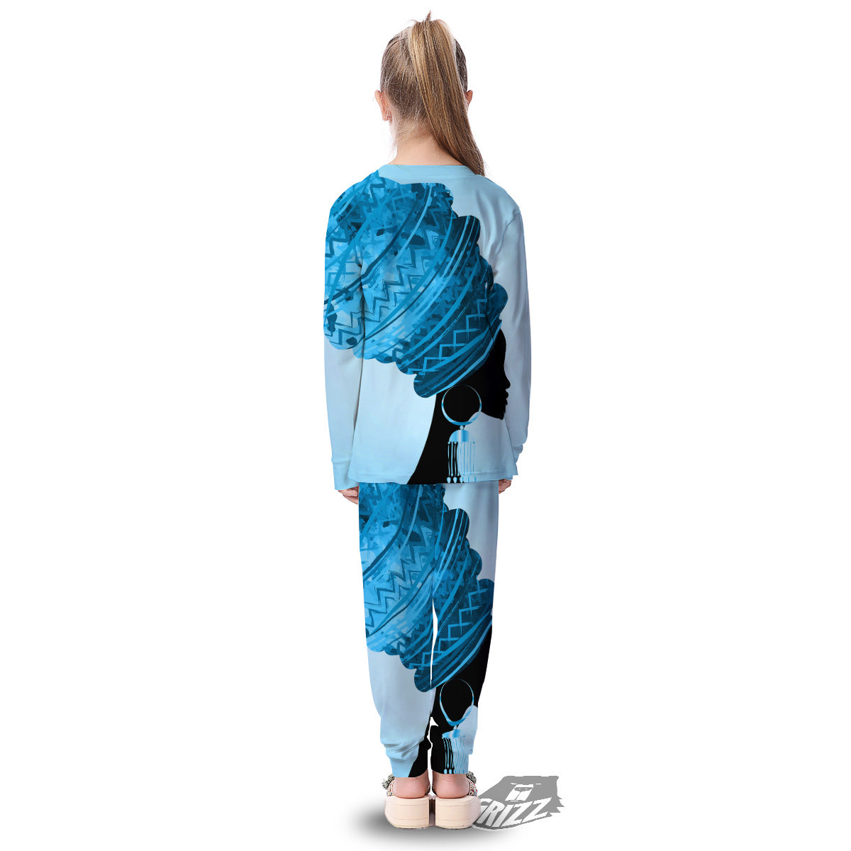 African Dashiki Black And Blue Print Kid's Pajamas-grizzshop