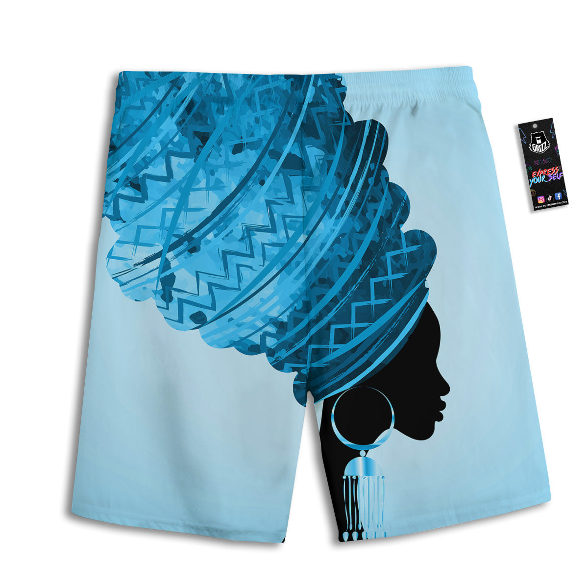 African Dashiki Black And Blue Print Men's Athletic Shorts