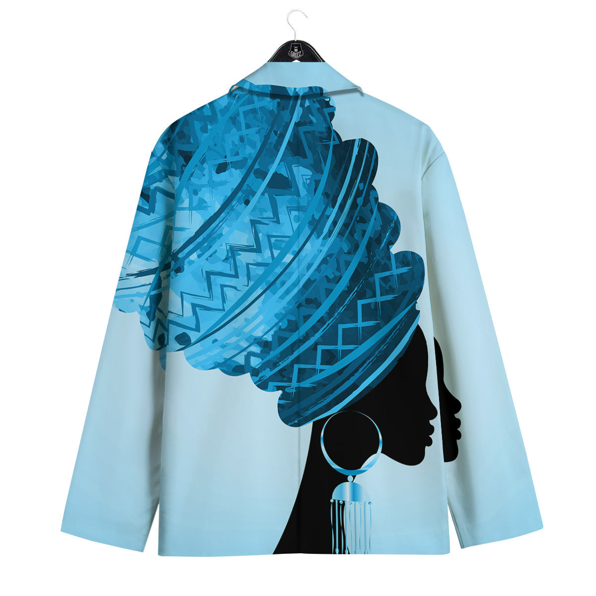 African Dashiki Black And Blue Print Men's Sport Coat-grizzshop