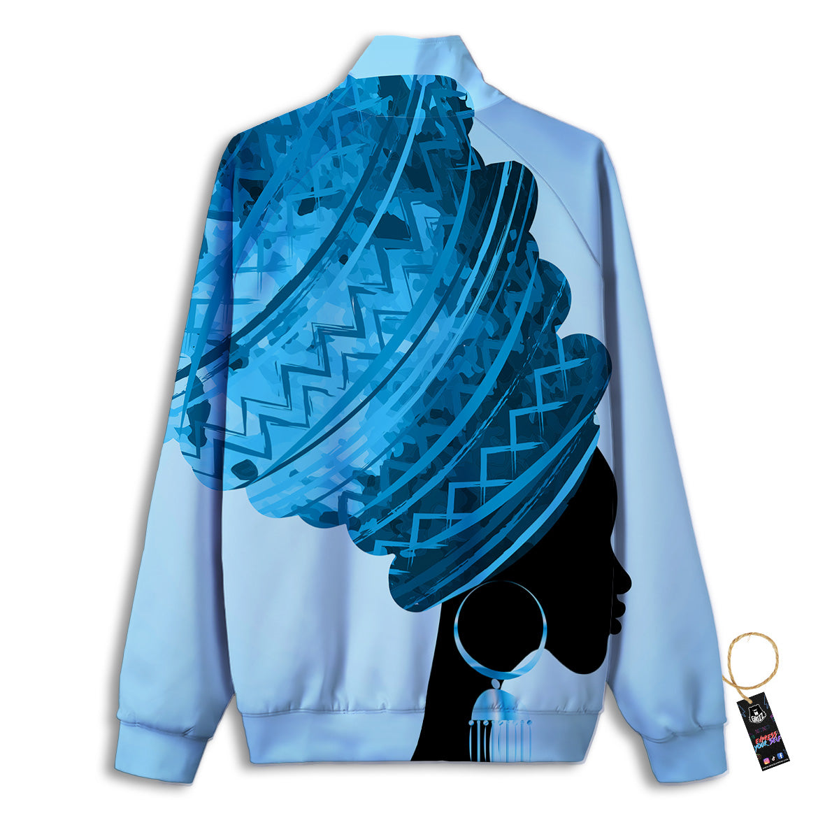 African Dashiki Black And Blue Print Track Jacket-grizzshop