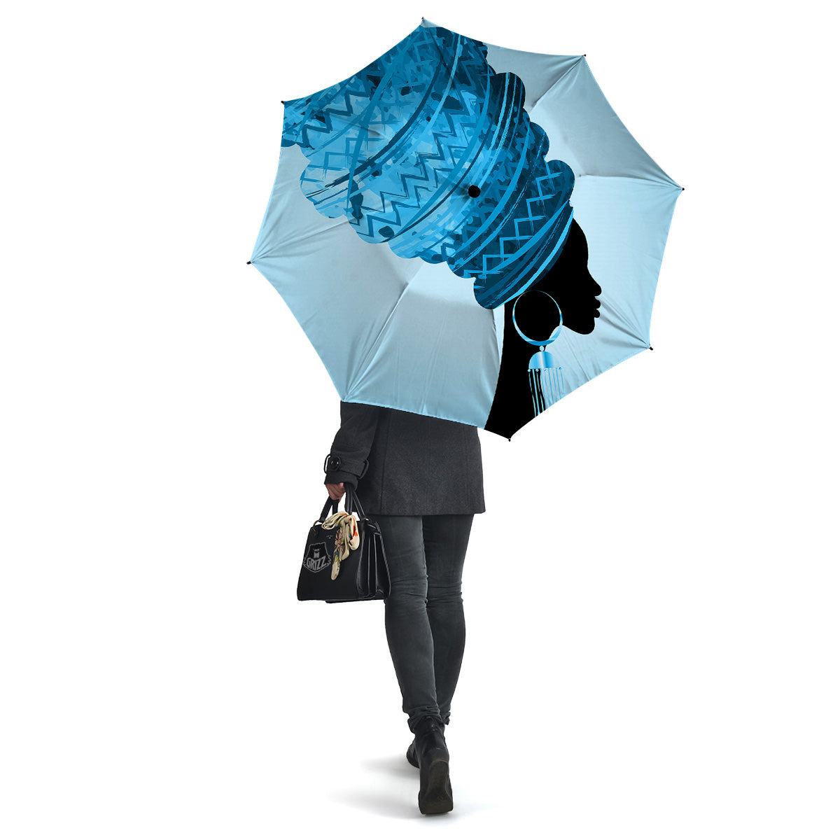 African Dashiki Black And Blue Print Umbrella-grizzshop