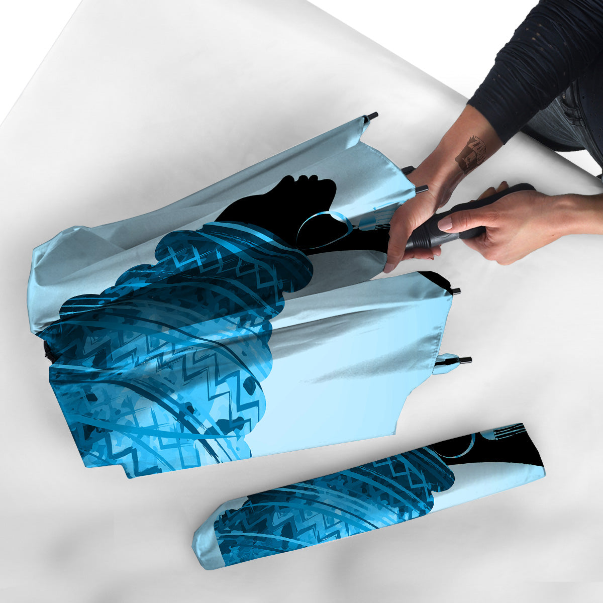 African Dashiki Black And Blue Print Umbrella-grizzshop