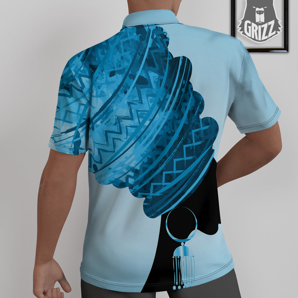 African Dashiki Black And Blue Print Untucked Shirts-grizzshop