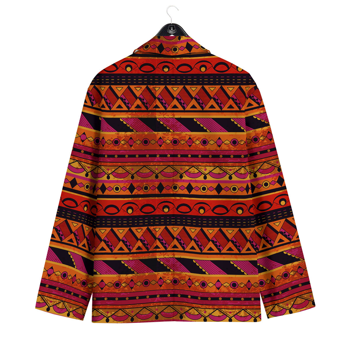 African Dashiki Black And Orange Print Men's Sport Coat-grizzshop