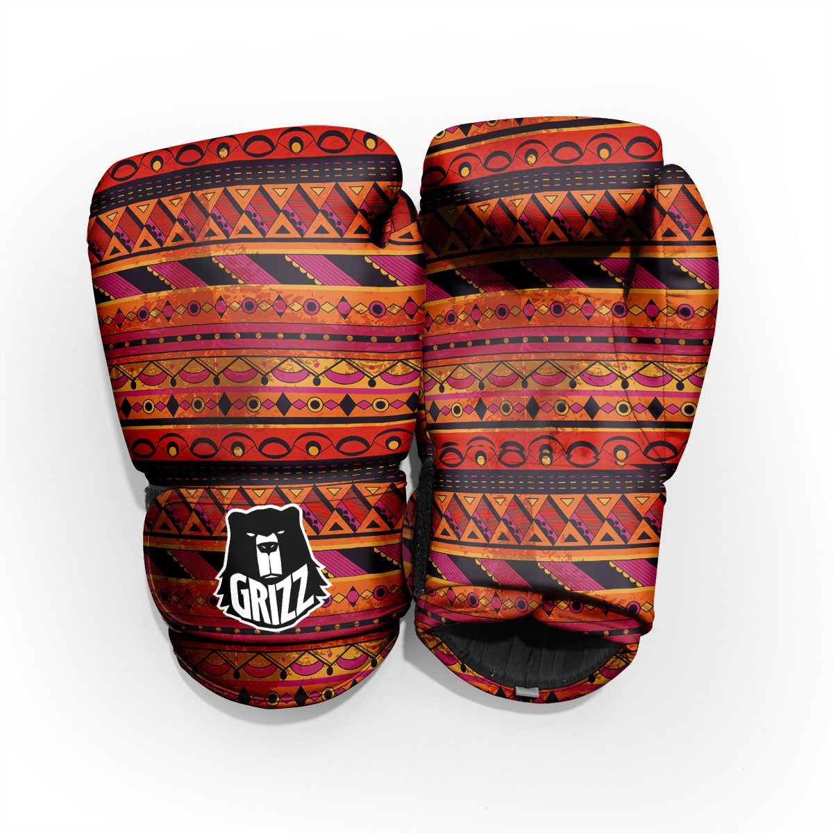 African Dashiki Black And Orange Print Pro Boxing Glove