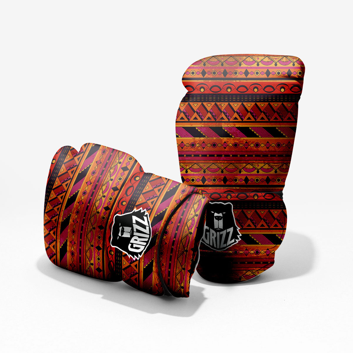 African Dashiki Black And Orange Print Pro Boxing Glove