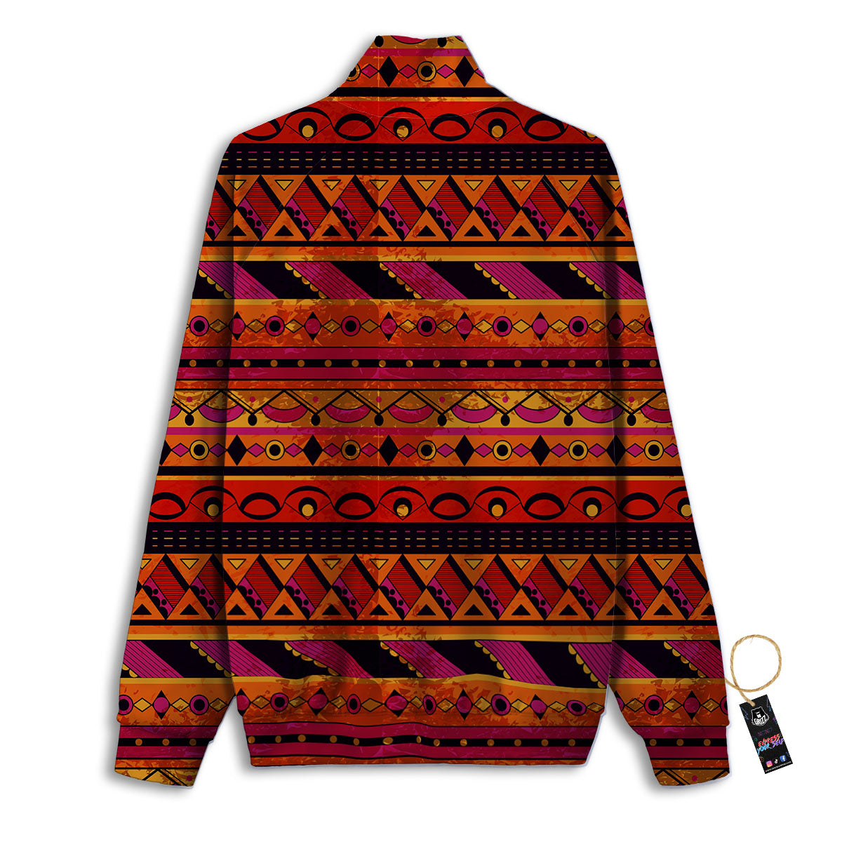 African Dashiki Black And Orange Print Track Jacket-grizzshop