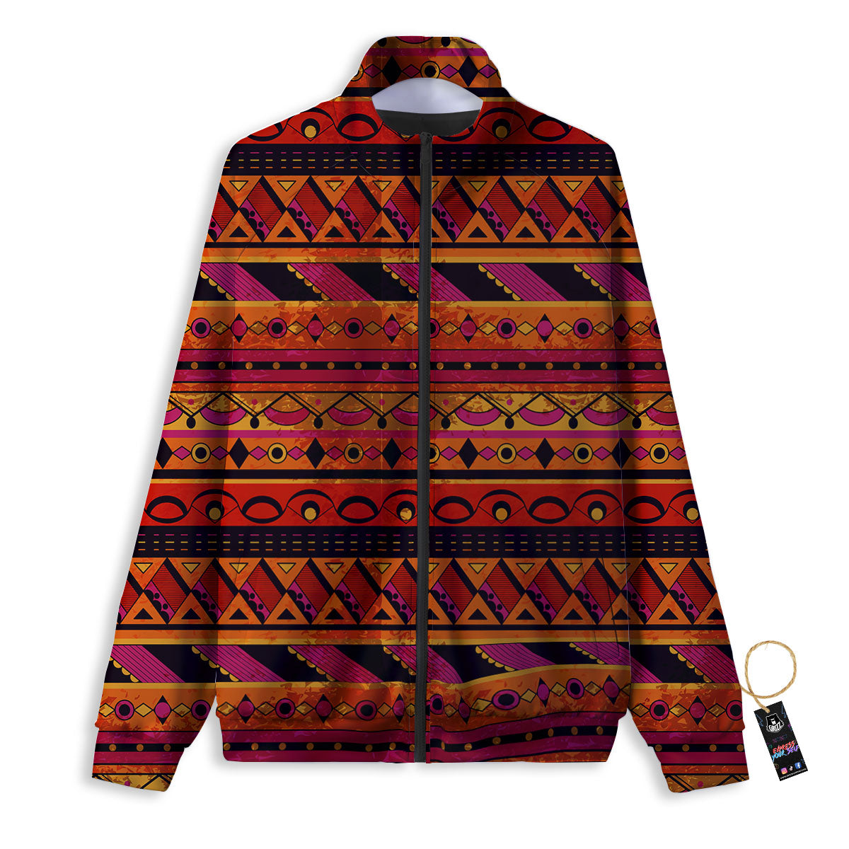 African Dashiki Black And Orange Print Track Jacket-grizzshop
