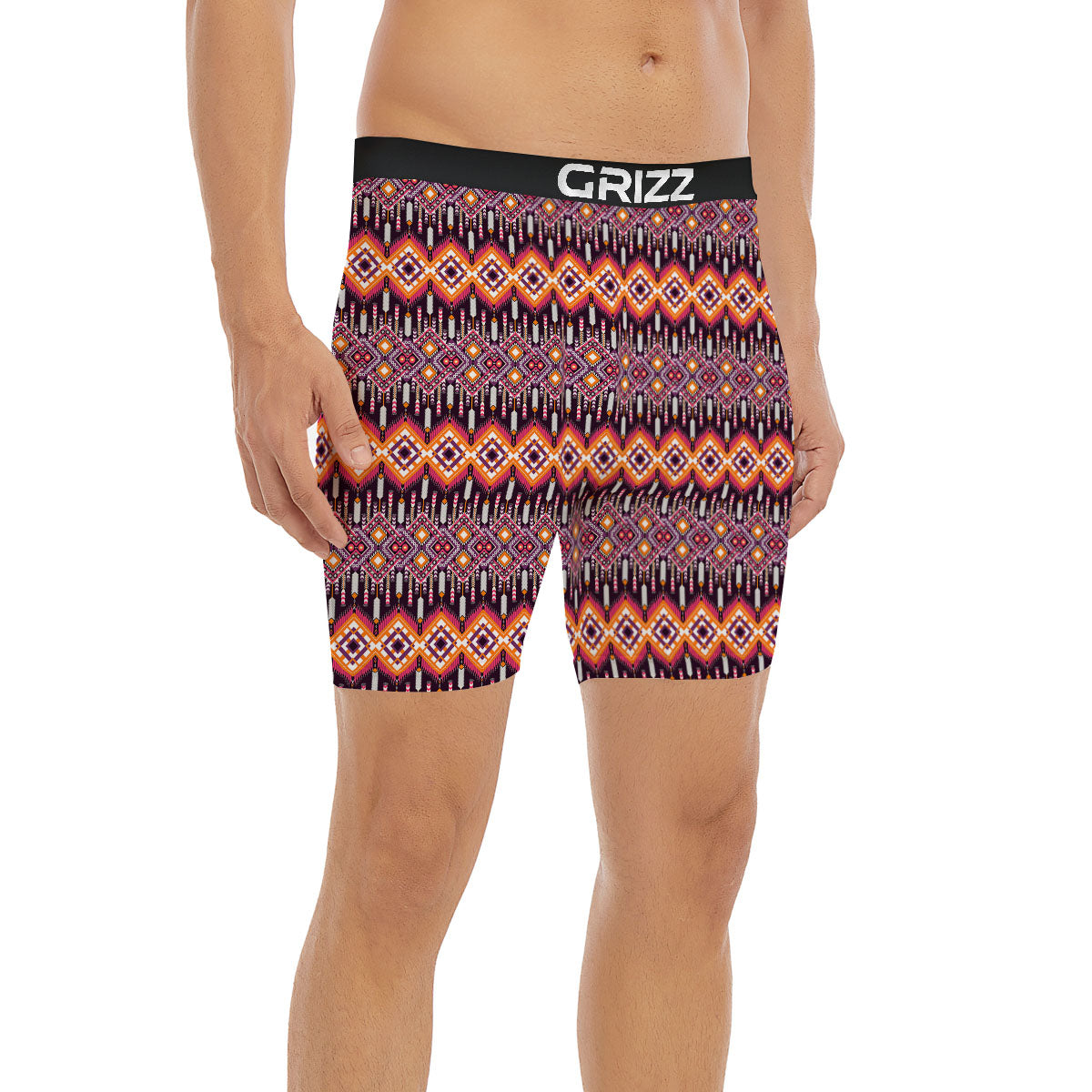 African Dashiki Black And Purple Print Boxer Briefs-grizzshop