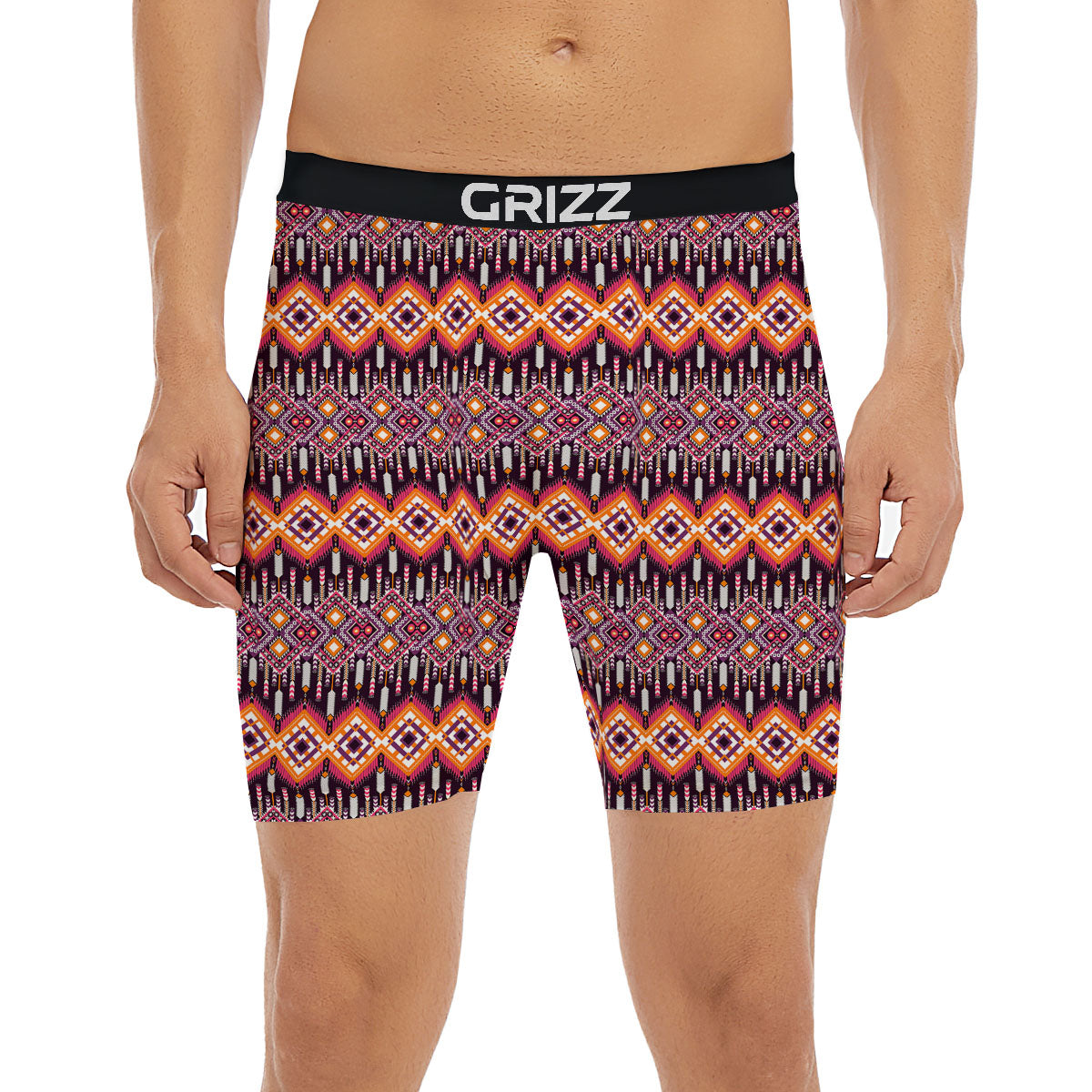 African Dashiki Black And Purple Print Boxer Briefs-grizzshop