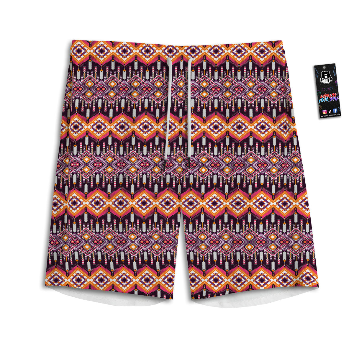 African Dashiki Black And Purple Print Men's Athletic Shorts