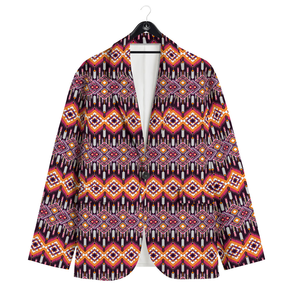African Dashiki Black And Purple Print Men's Sport Coat-grizzshop