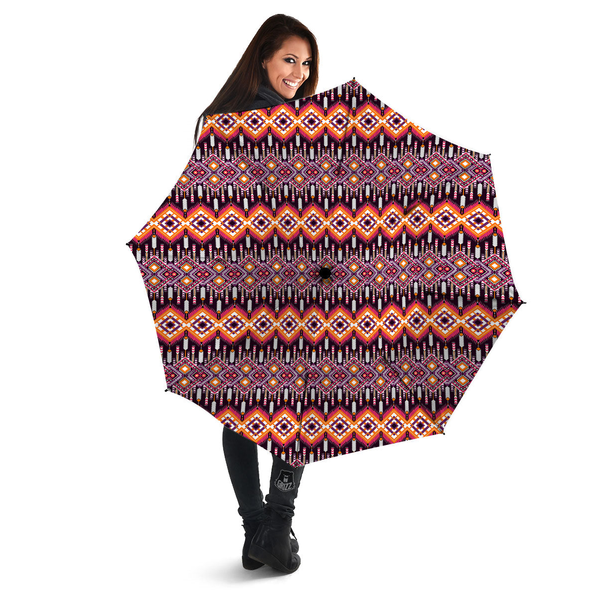 African Dashiki Black And Purple Print Umbrella-grizzshop