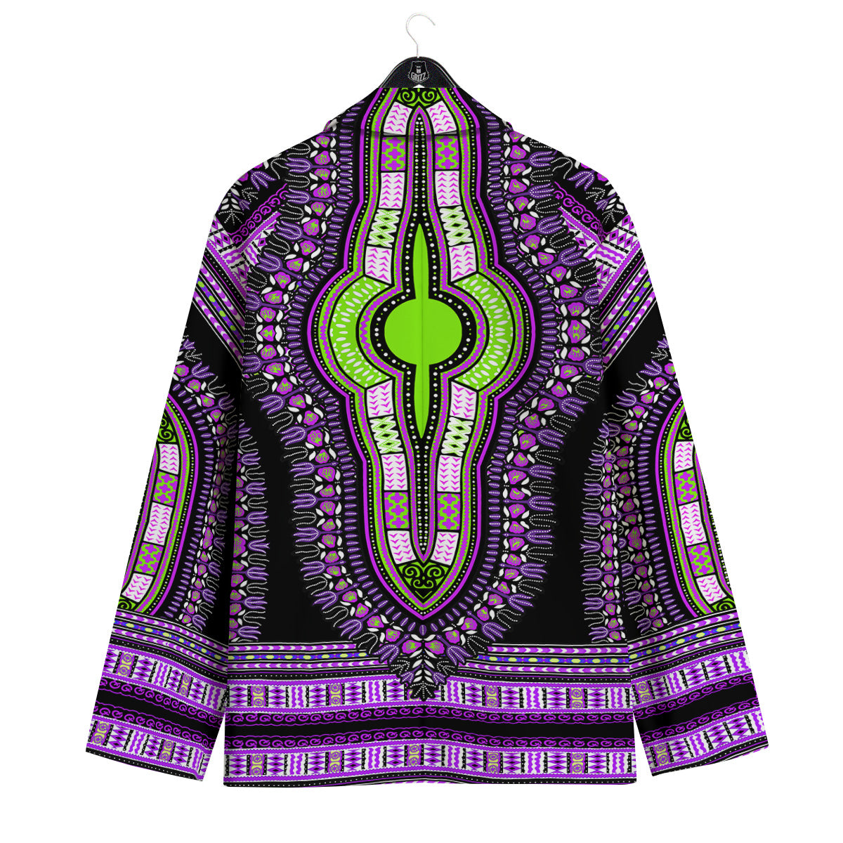 African Dashiki Purple And Black Print Men's Sport Coat-grizzshop