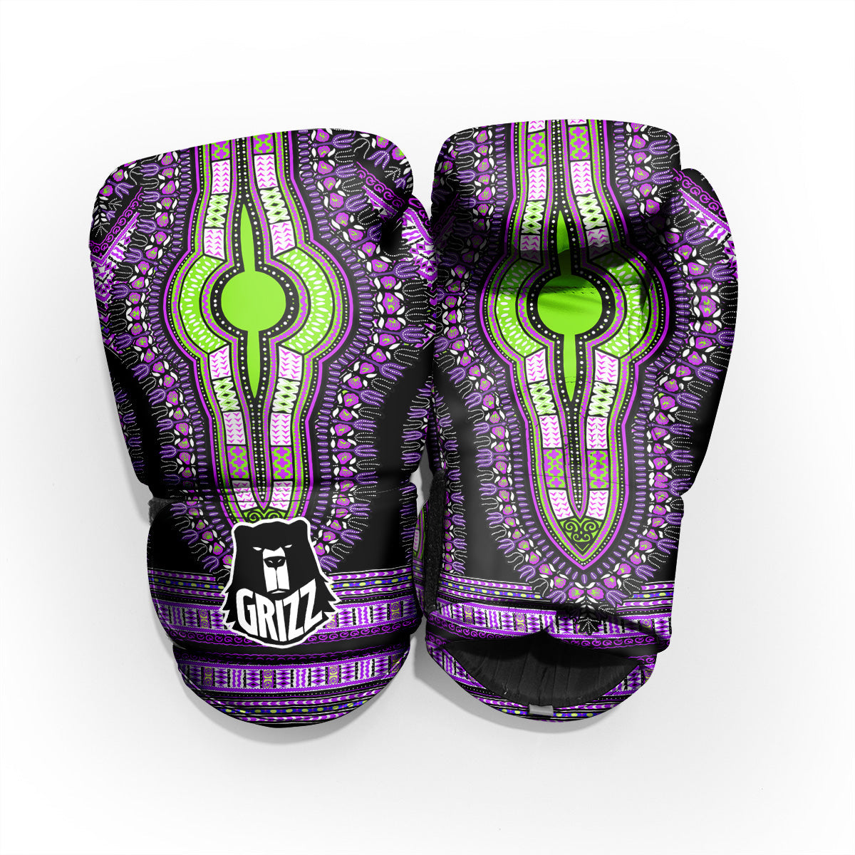African Dashiki Purple And Black Print Pro Boxing Glove